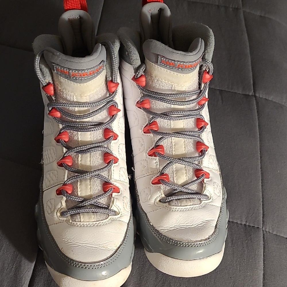 Air Jordan Kids Gray and Red Sneakers